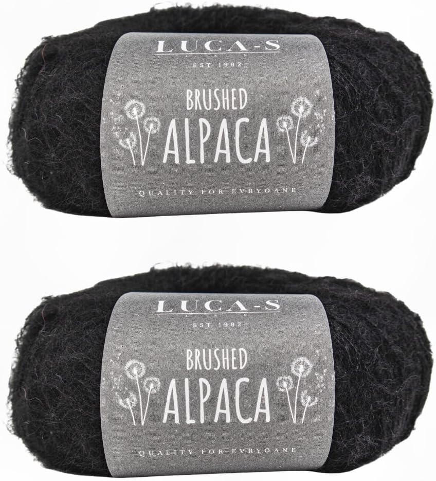 Luca-S Brushed Alpaca Yarn – 2 Skeins of Super Soft & Fluffy Aran