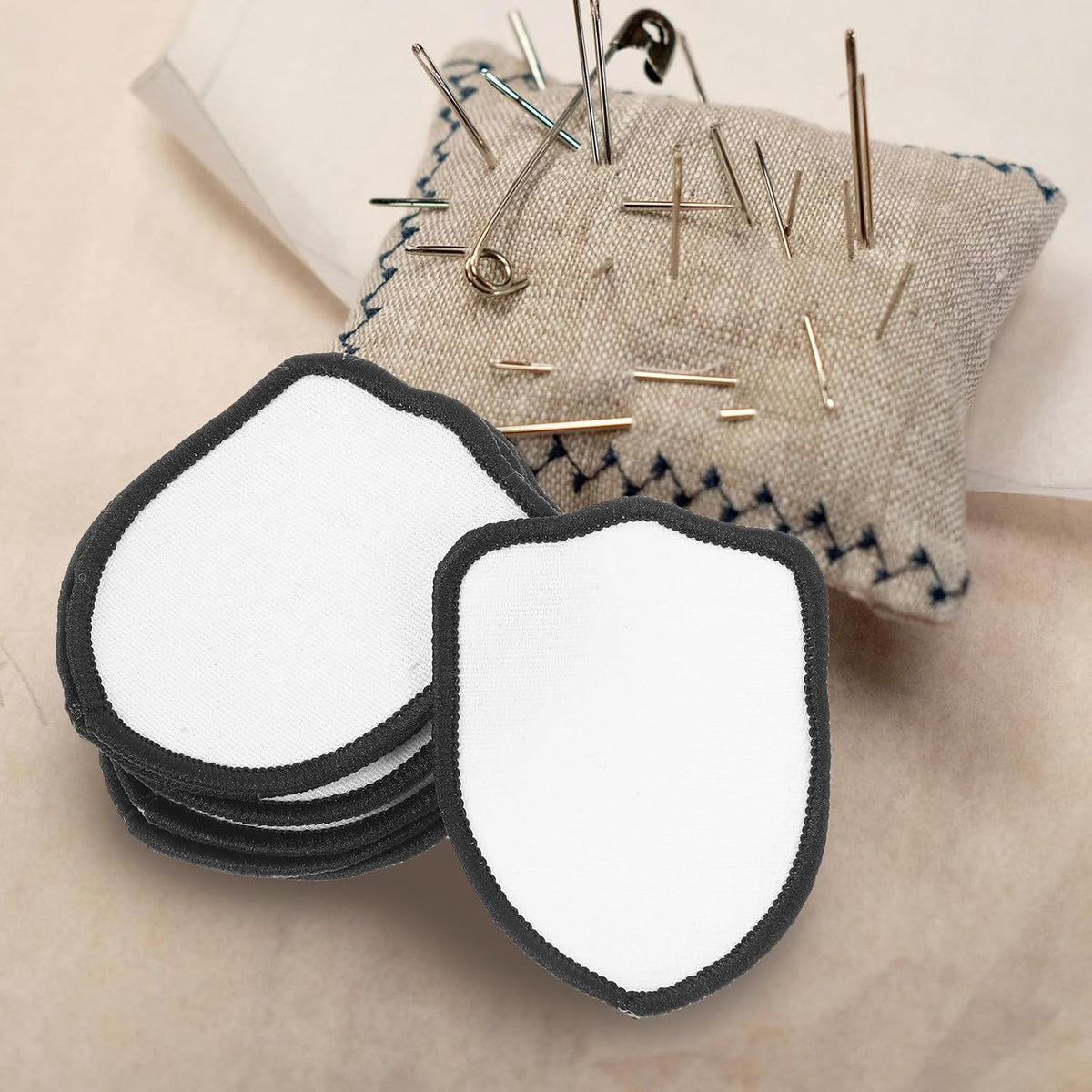 10pcs Blank White Embroidery Patch, Iron-on Adhesive DIY for Clothing