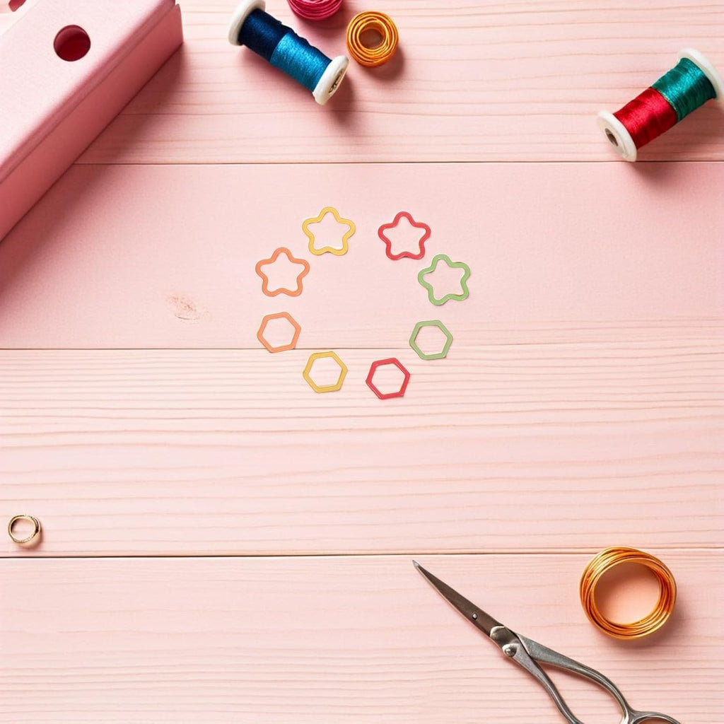 Colorful Stitch Markers for Crocheting, Locking Clips, Star Hexagon