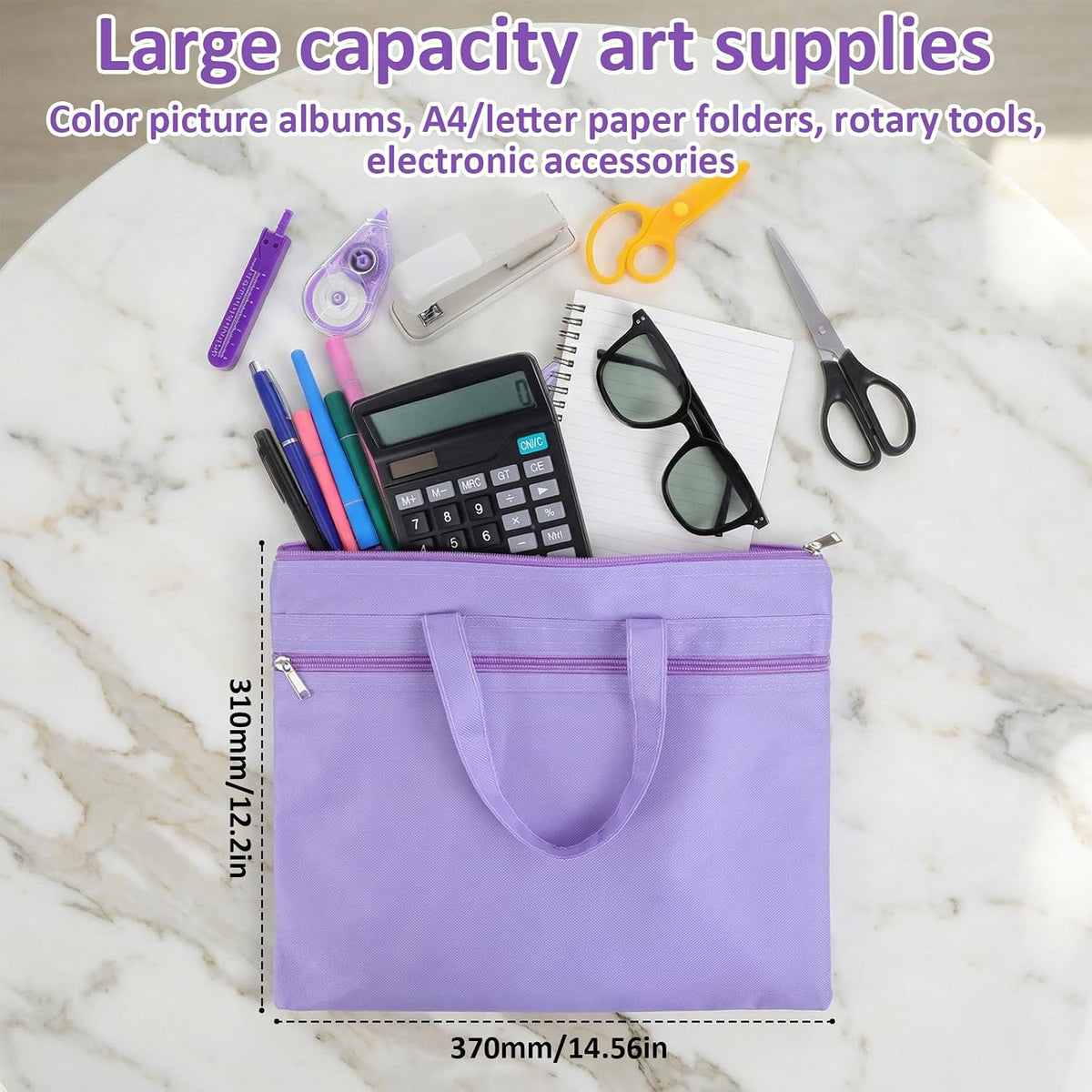 14.5x12 Inch Zippers Needlepoint Project Bag with Handle Reusable