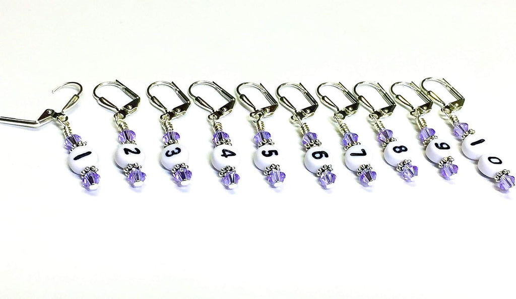 Numbered Stitch Marker Set For Knitting and Crochet- Lilac