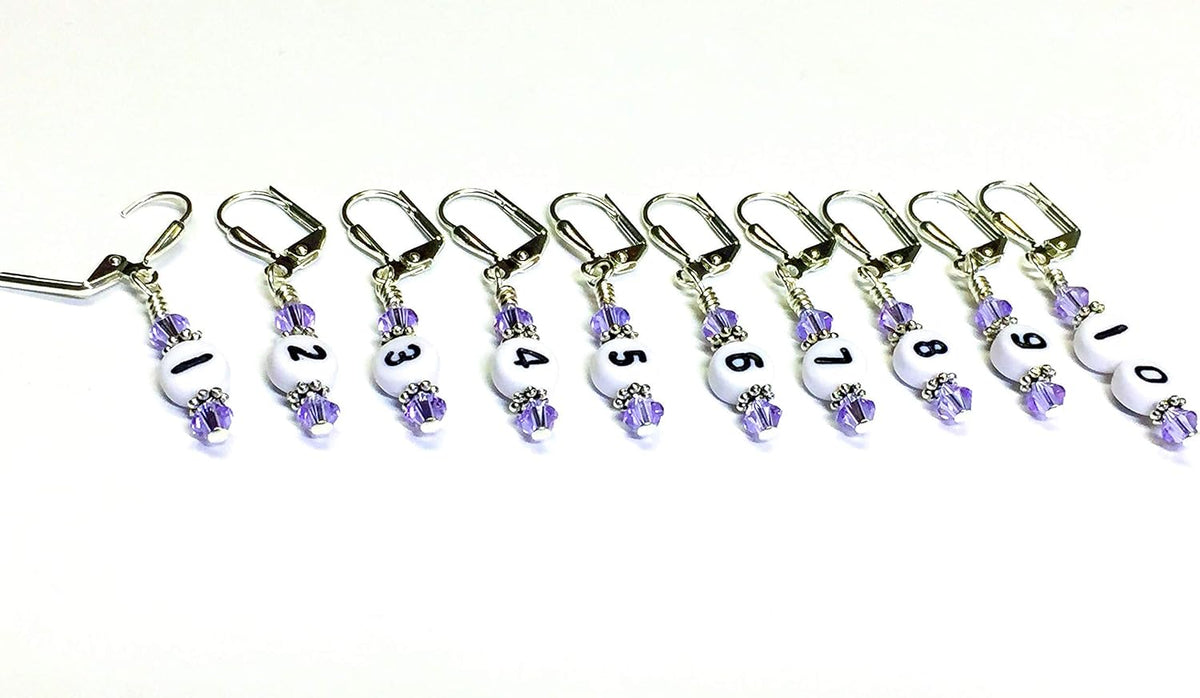 Numbered Stitch Marker Set For Knitting and Crochet- Lilac