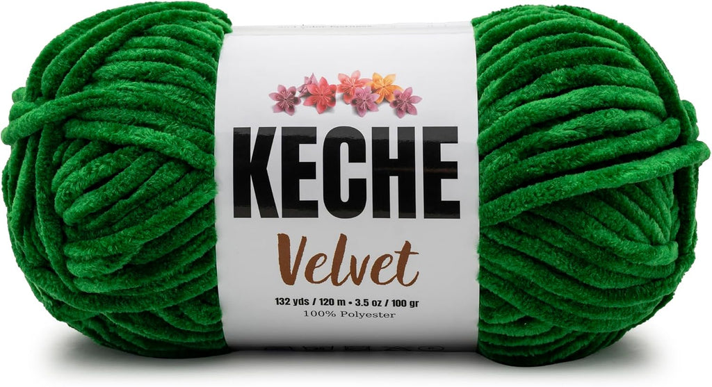 Keche Velvet Yarn for Crocheting, Soft Chenille Bulky Baby Blanket