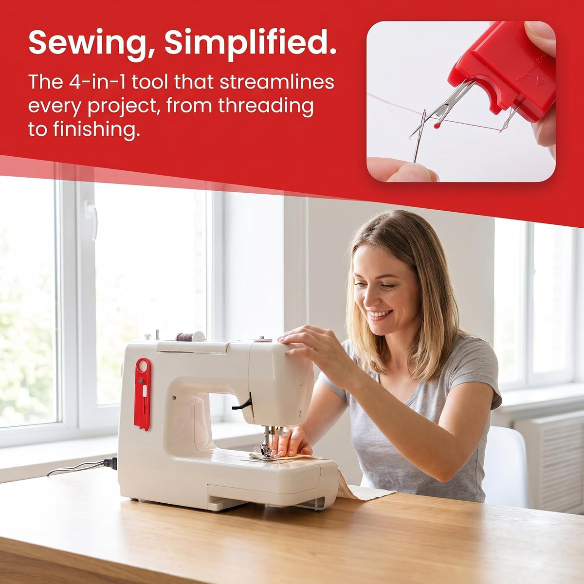 4-in-1 Sewing Threader Tool with Seam Ripper, Quick Automatic Needle