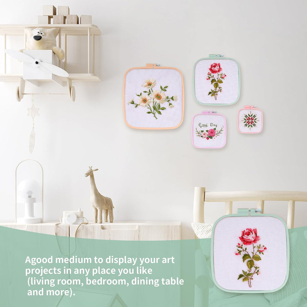 FARQAN Square Embroidery Hoops; 4PCS - 3", 4.3", 6.5", 8.7"