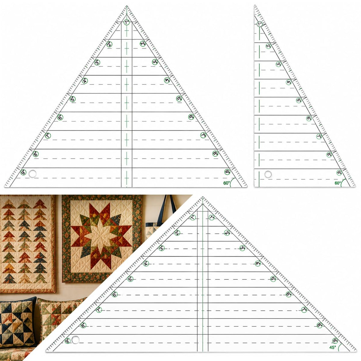 Triangle Ruler for Quilting, 3 Pcs 10 in Professional Acrylic
