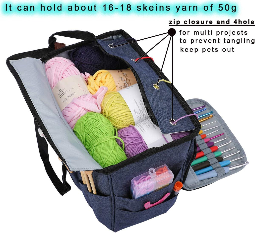 Yarn Knitting Storage Tote-Large Capacity Crochet Organizer Portable