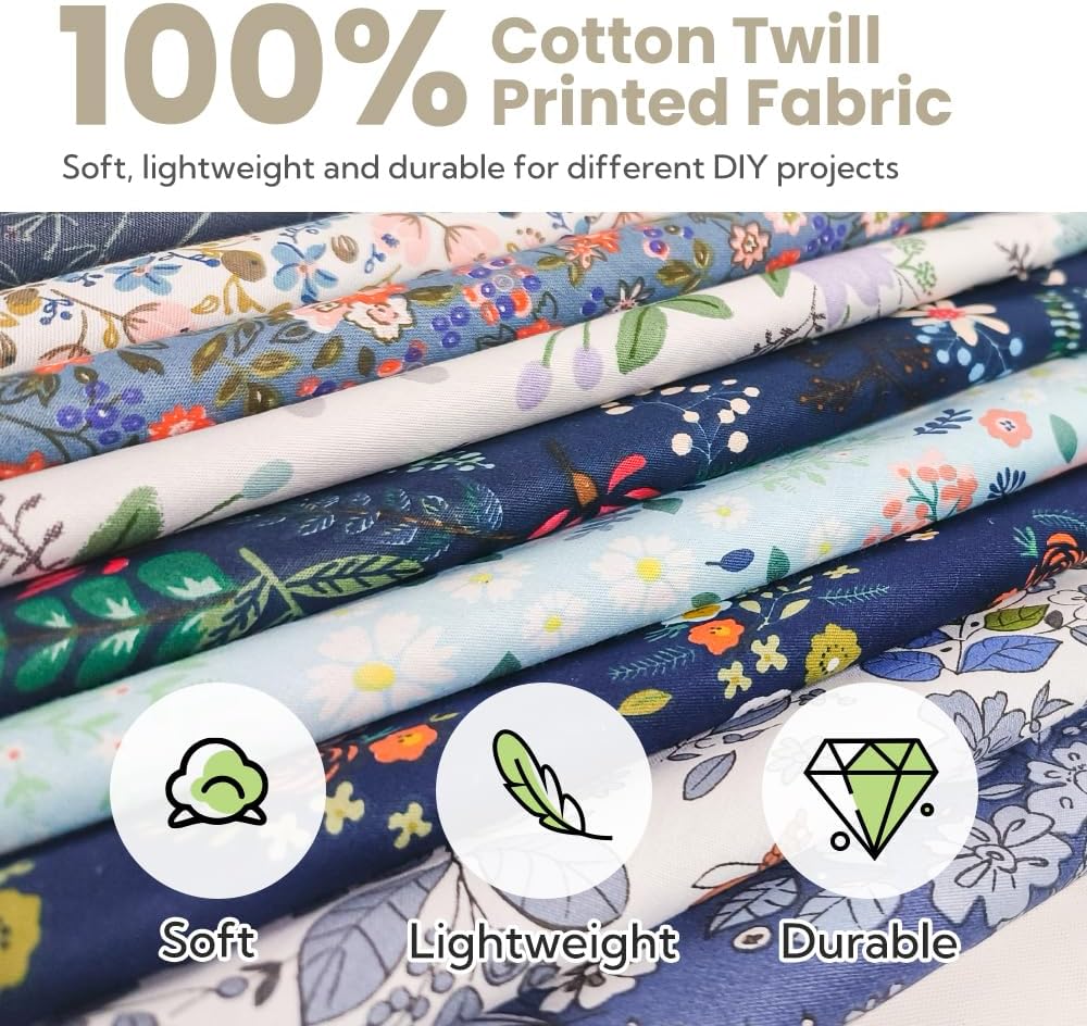 Fat Quarters Fabric Bundles, 10 Pcs 100% Cotton 18” x 20” (45cmx50cm)