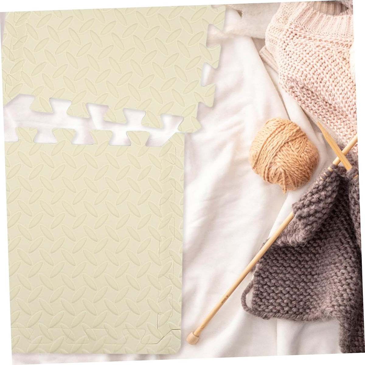 9pcs Knitting Blocking Mat Foam Board Portable Beige Set
