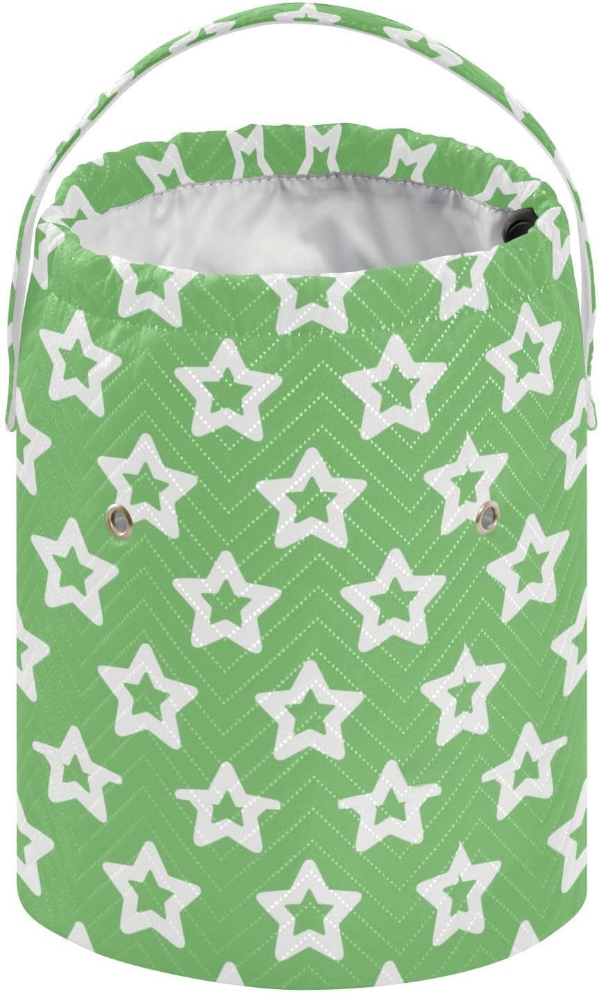 Green Simple Minimalist Stars Crochet Bags Knitting Project Bag with