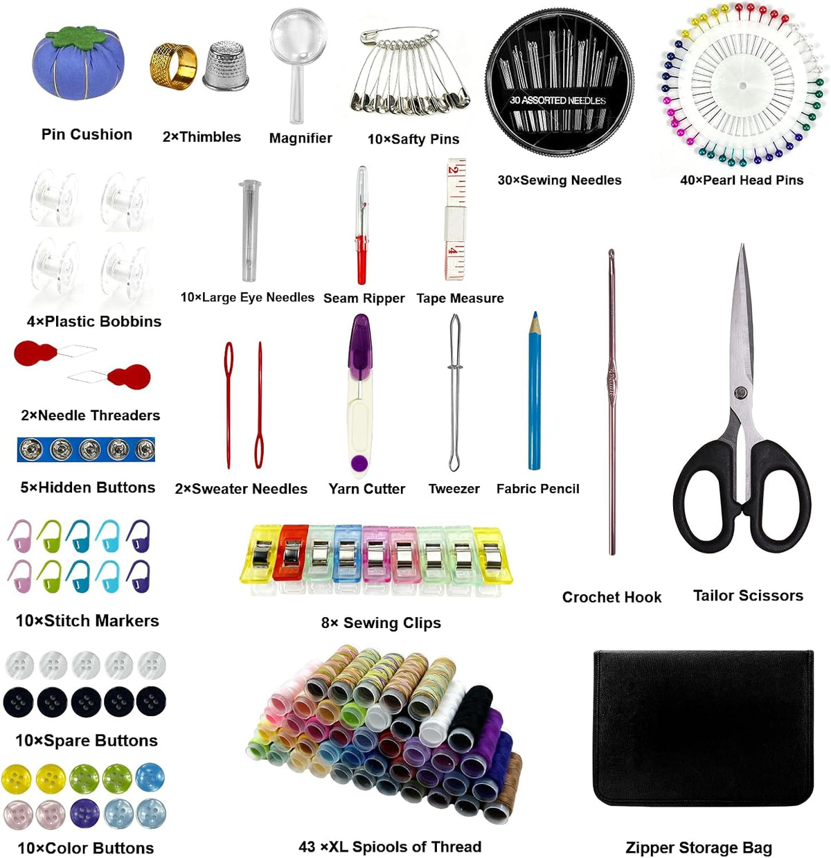 HYHJMISTY Sewing kit, Needle and Thread Kit for Sewing, 186 Pcs Sewing
