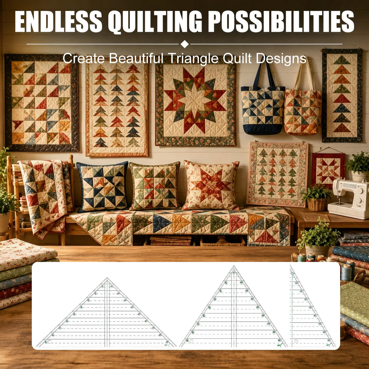 Triangle Ruler for Quilting, 3 Pcs 10 in Professional Acrylic