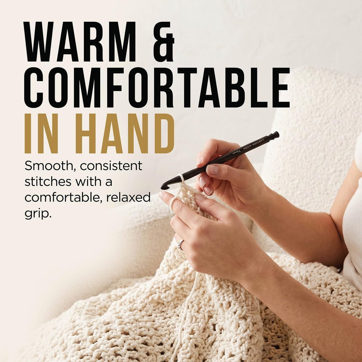 Lantern Moon Ebony Wood Single Ended Crochet Hook | US Size I (5.5mm)