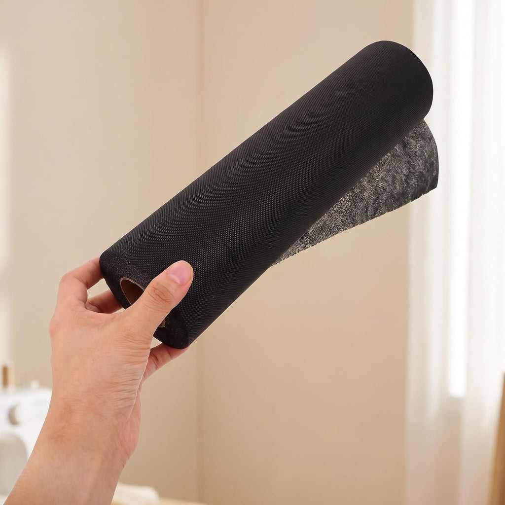 Black Fusible Non Woven Interfacing Fabric, Medium Weight 30yd X 12in