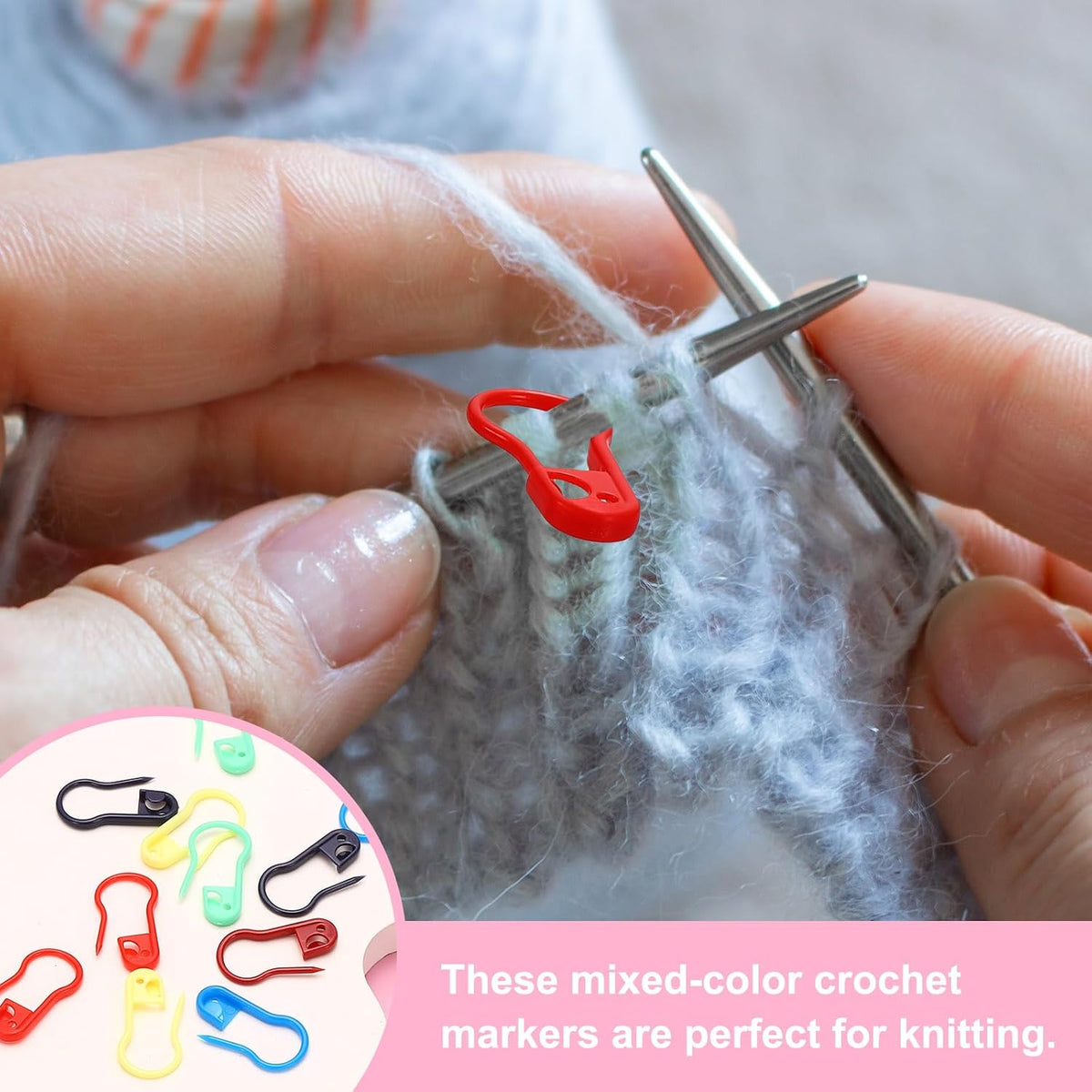 PATIKIL 50pcs Plastic Safety Pins 0.9" Knitting Markers Crochet Clip