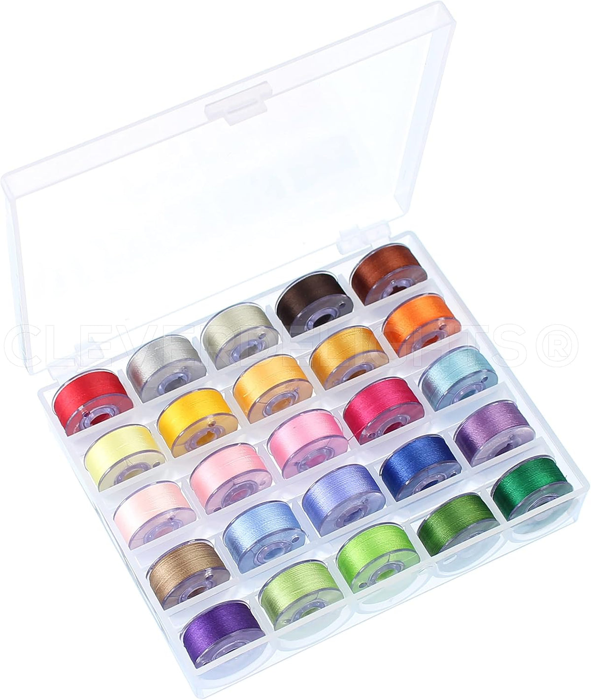 CleverDelights 25 Color Prewound Bobbins Set - Size A (Class 15)