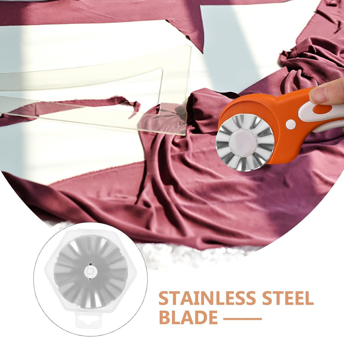 5Pcs Rotary Cutter Blades for Fabric, 45mm Stainless Steel