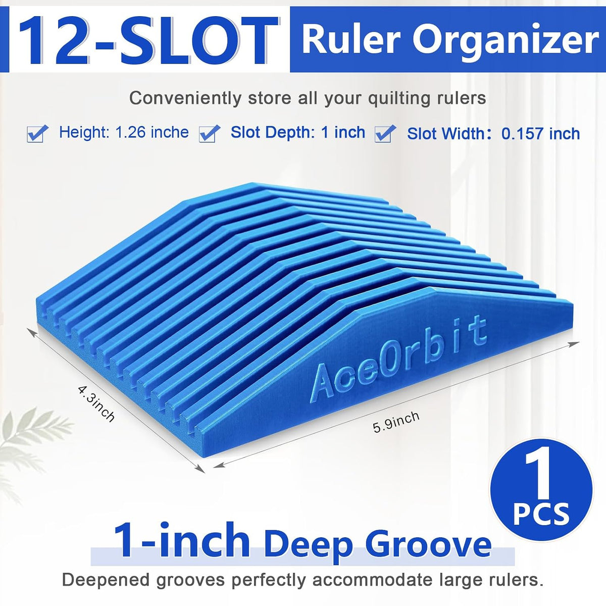 Aceorbit 12 Slot Quilting Rulers Rack Storage, Desktop Sewing Ruler