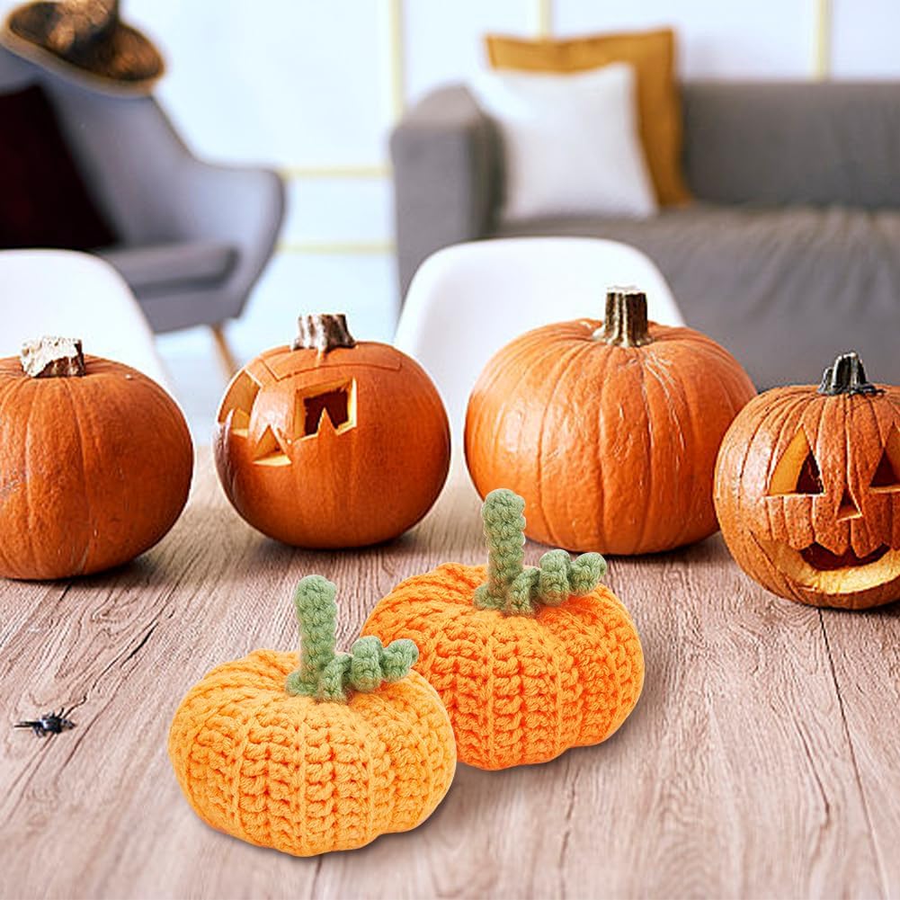 BEUNITONE 3 Sets Halloween Pumpkins Crochet Kit for Beginners with