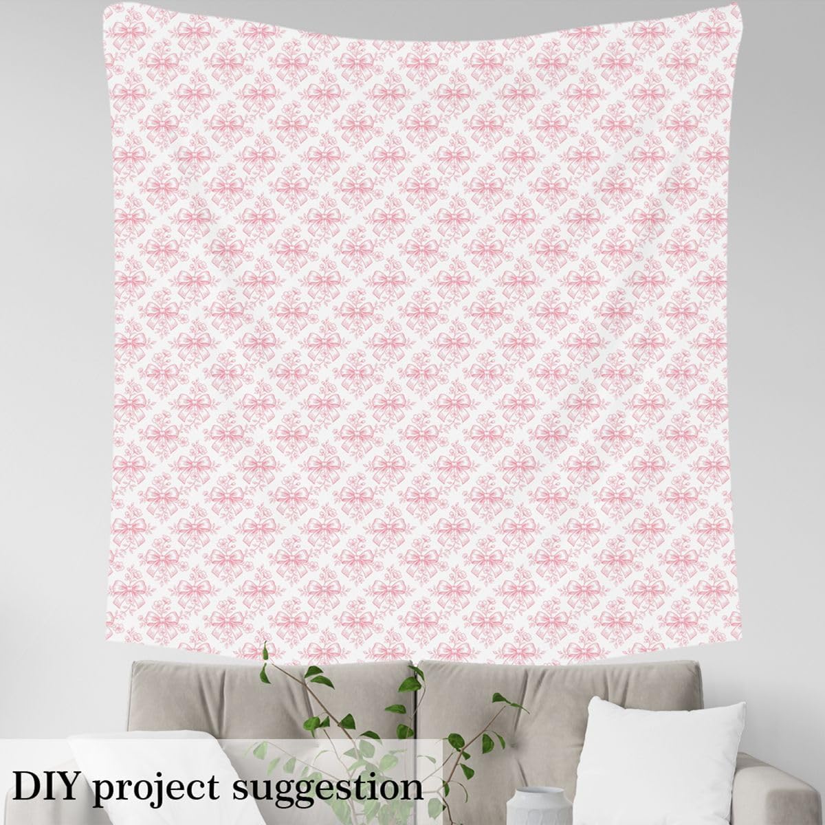 Feelyou Pink Floral Bow Fabric by The Yard Cute Coquette Bow Knot