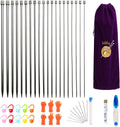 KOKNIT 13.5'' Knitting Needle Set, 22PCS 2mm(B)-8mm(L) Straight