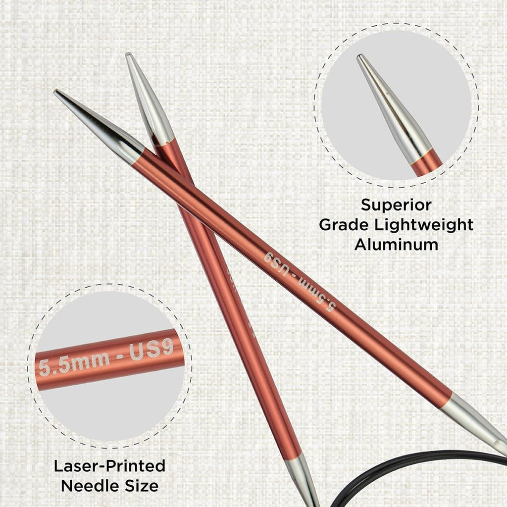 KnitPro Zing Fixed Circular Needles 40" (100cm) | US Size 9 (5.5mm)