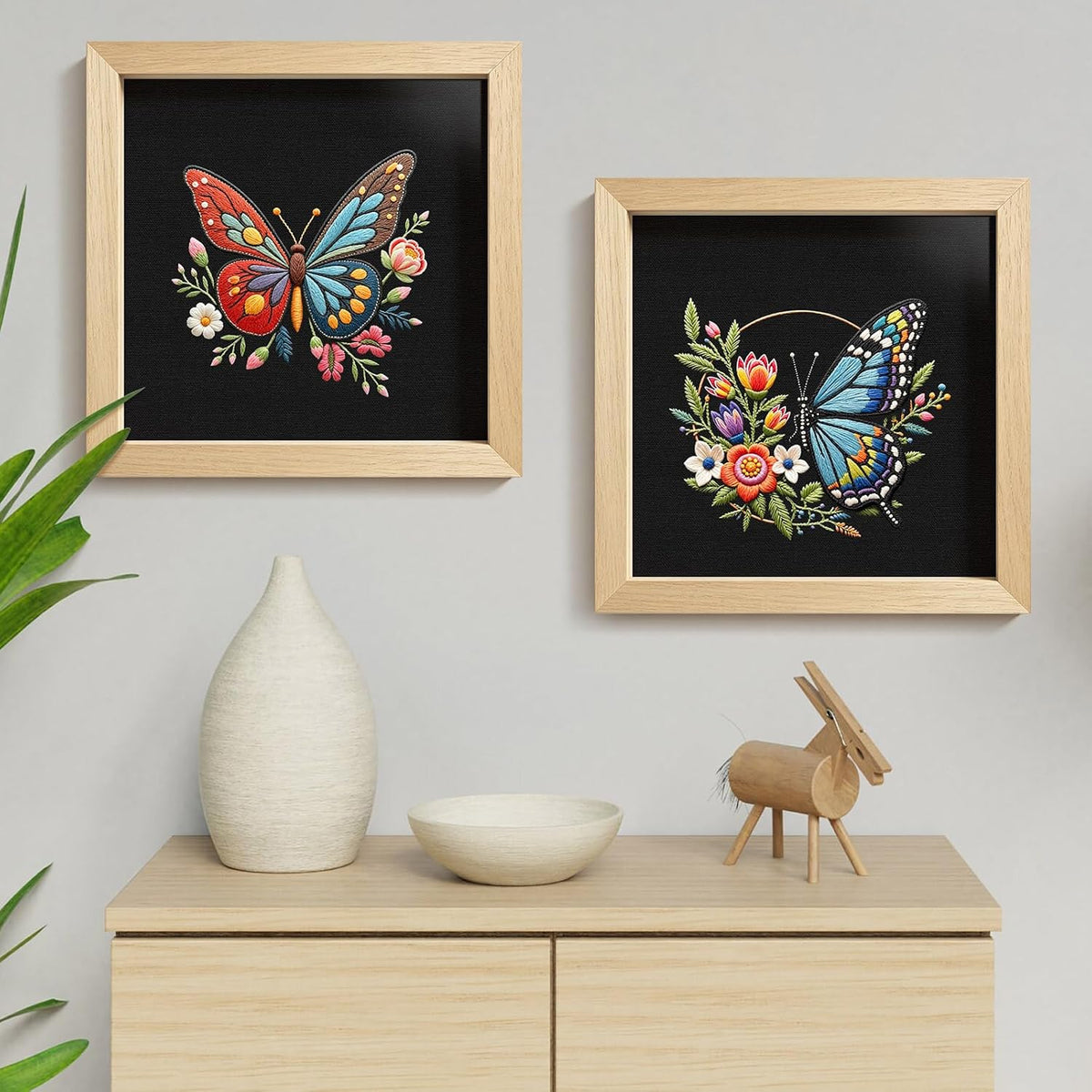 ERKOON Embroidery Kit for Beginners, 2 Set Flower Cross Stitch Set