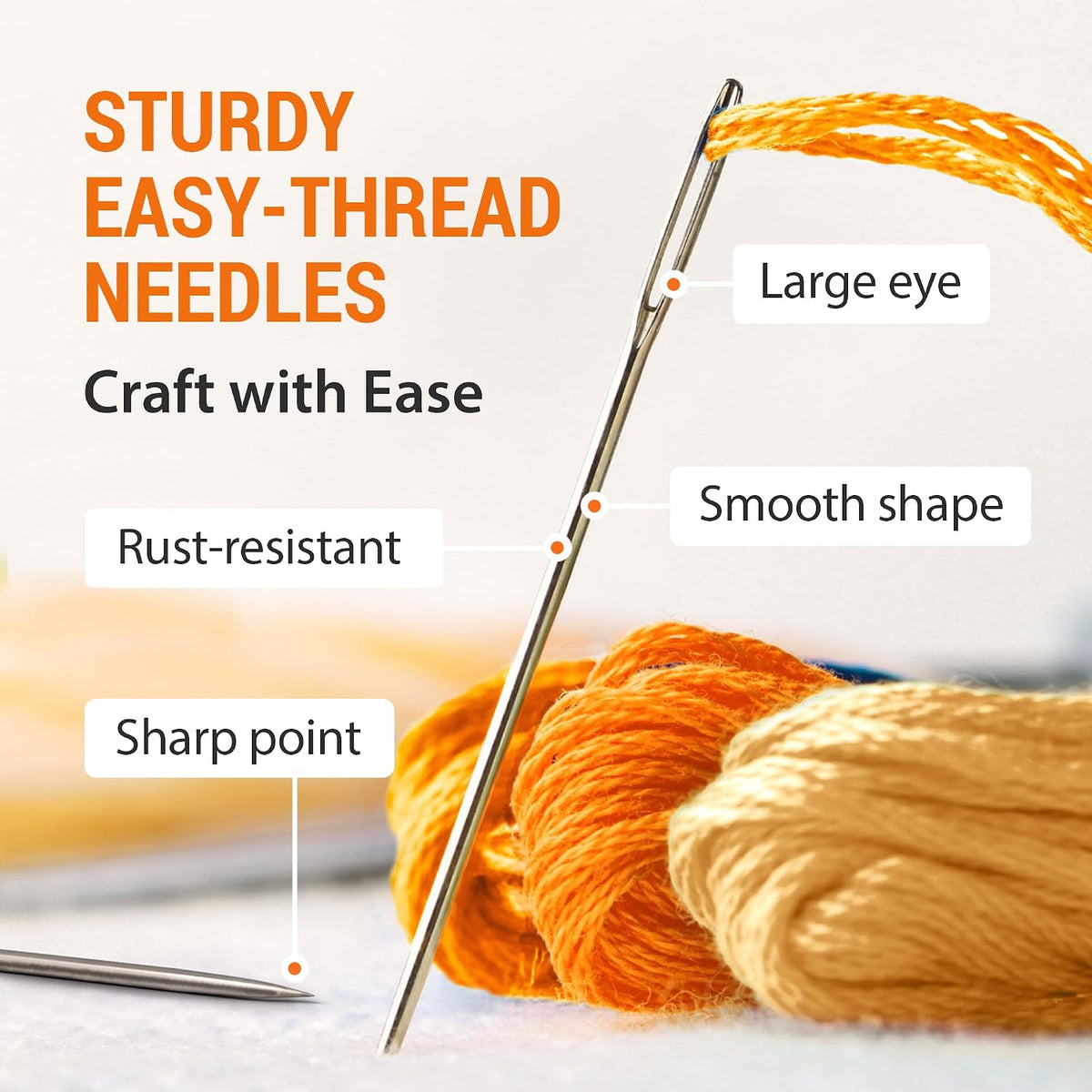 10 pcs Needle Threader Set and 35 Big&Thinner Eye Sharp Needles for