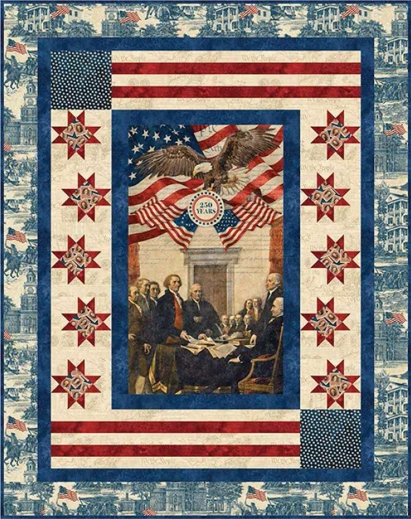 Patriotic, 24-inch Fabric Panel, Historic, Stonehenge, America 250