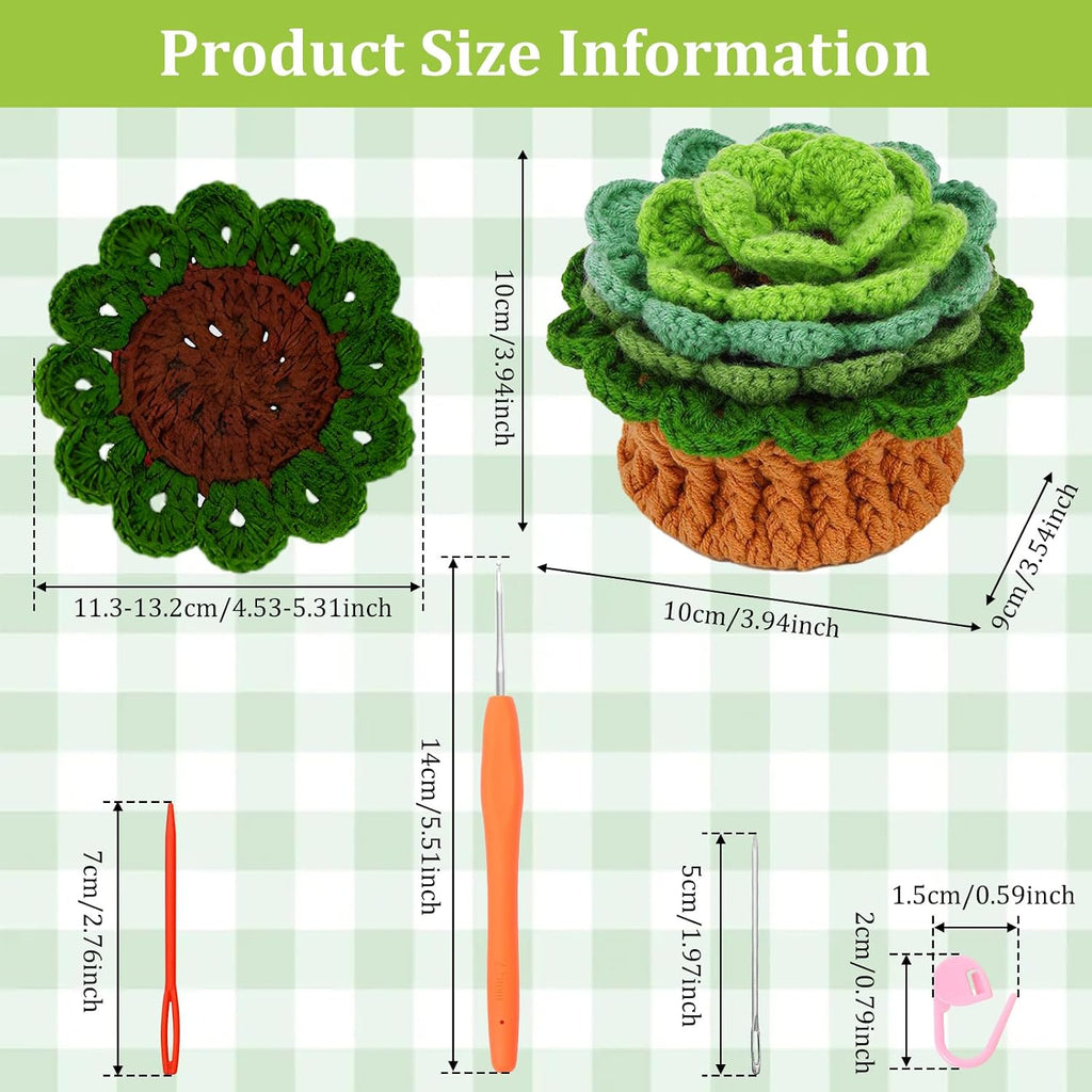 kjcbkcb 6Pcs Crochet Kit for Beginners Cute Potted Plant Cup Mats