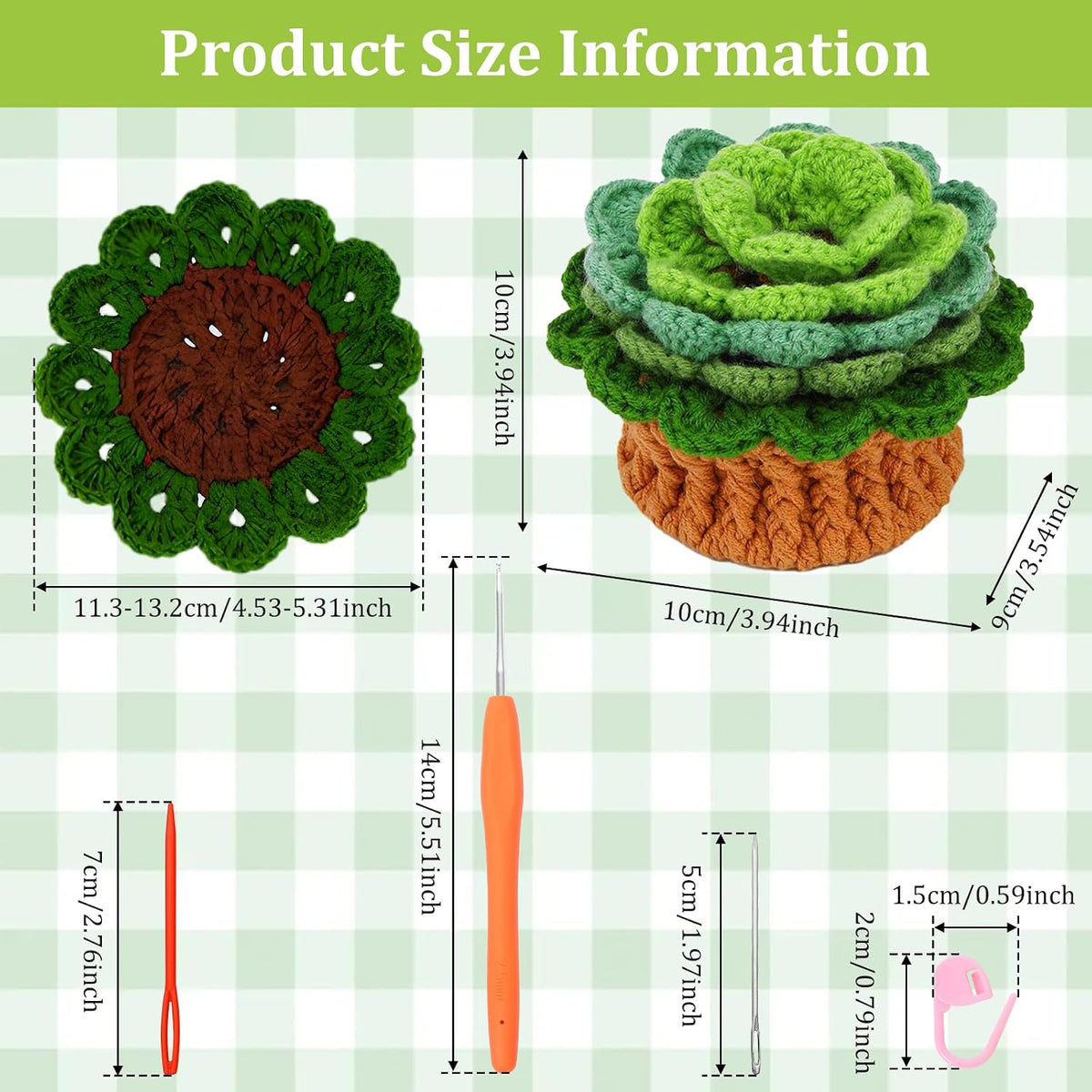 kjcbkcb 6Pcs Crochet Kit for Beginners Cute Potted Plant Cup Mats