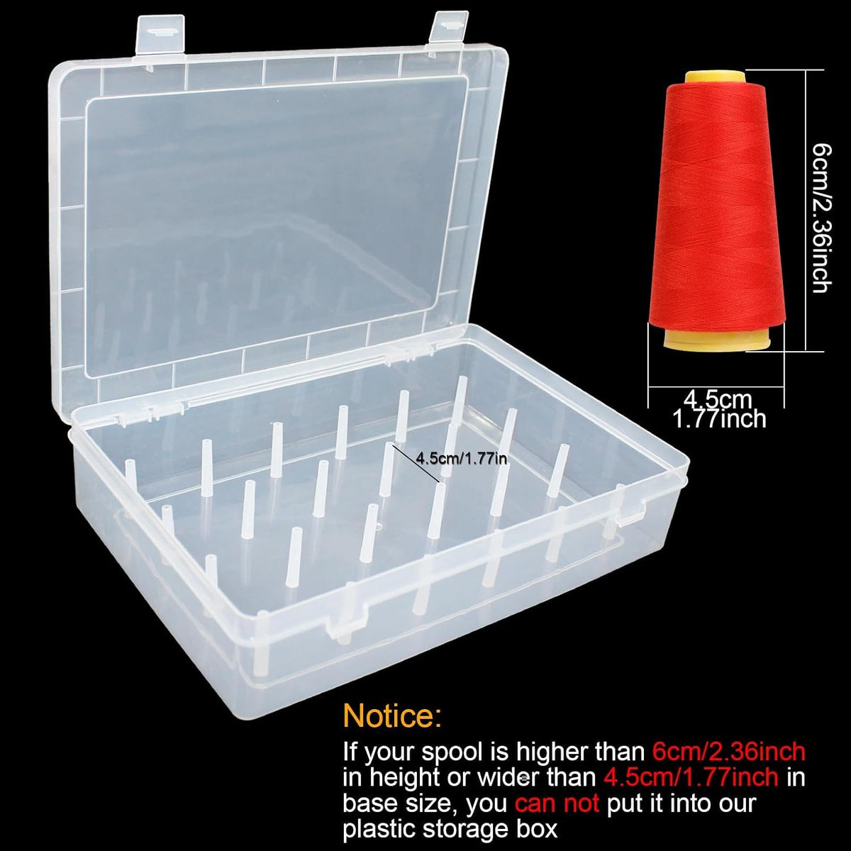 2 Pack Clear 24 Spools Thread Organizer Box, Transparent Sewing