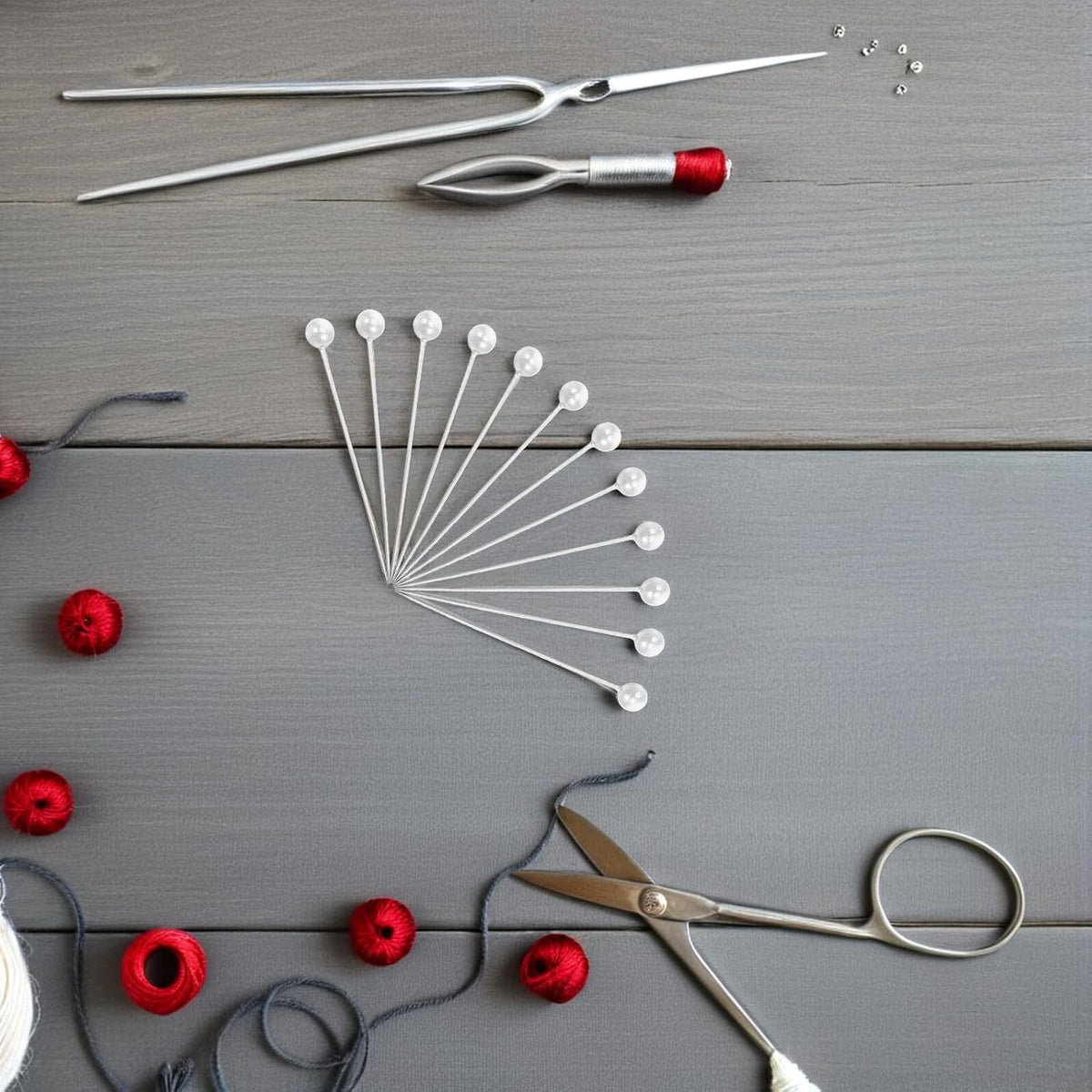 Sewing Pins for Fabric with White Pearl Heads, 20 Boxes
