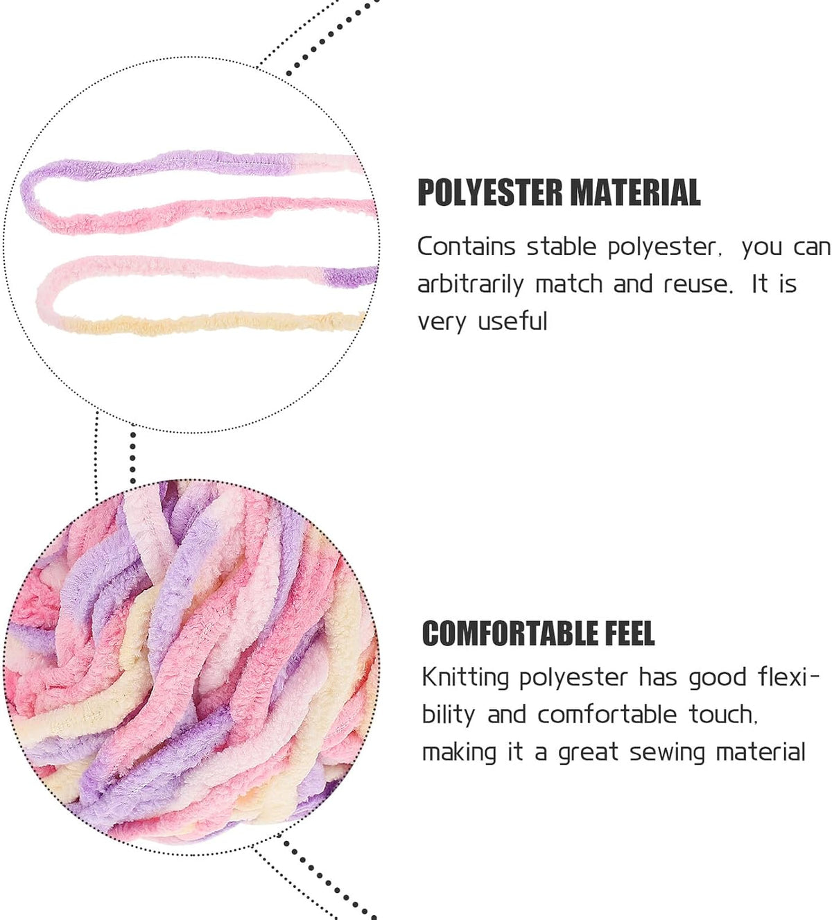 Convenient Crocheting Yarn Polyester Single Strand for DIY Sewing