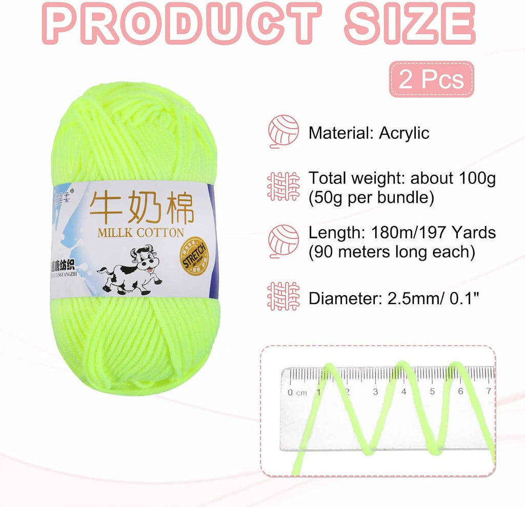 MECCANIXITY 2PCS Crocheting Yarn,Yellow 5 Ply Acrylic Yarn 100g Sport