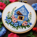 Bird House and Flowers DIY Stamped Cross Stitch Kits for Beginners