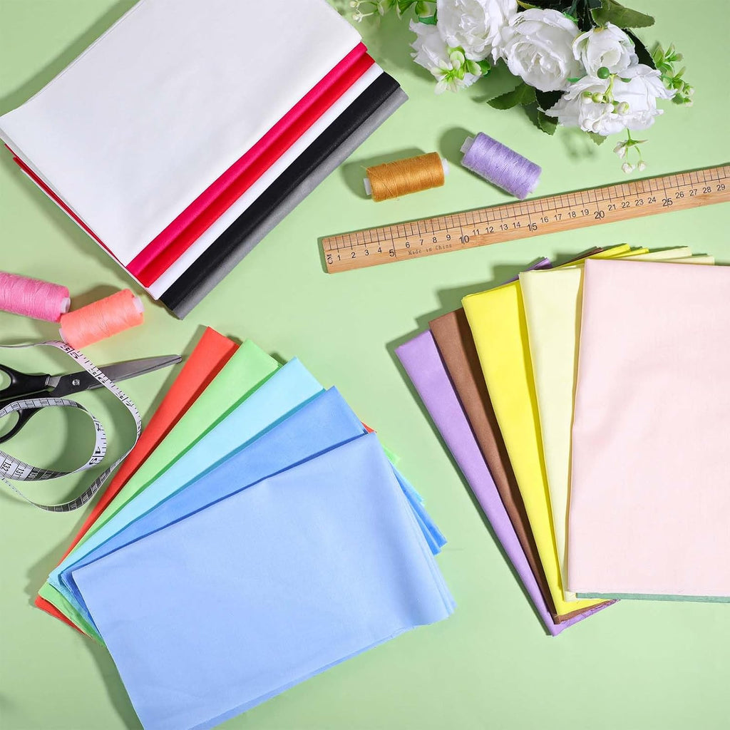 16 Pcs 18 x 22 inches Cotton Fabric, Assorted Colors Solid Precut