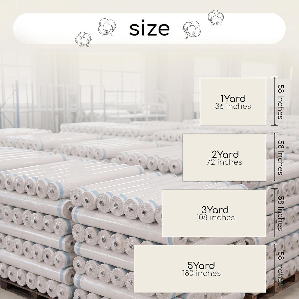 100% Natural Cotton Fabric by The Yard, 59 Inch Wide Medium Weight