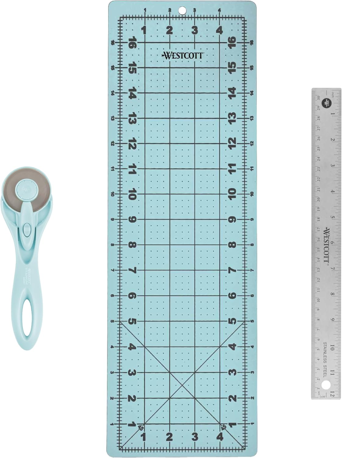 Westcott 3-Piece Craft Set - 45mm Rotary Cutter for Fabric, Cutting