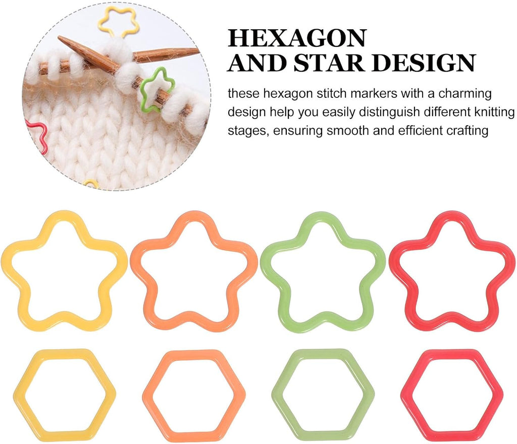 Colorful Metal Stitch Markers, Hexagon Star Safety Pins