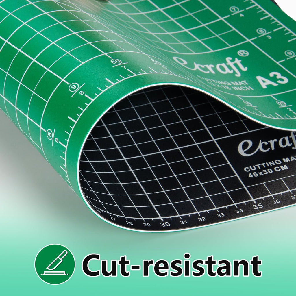 Ecraft Self-Healing Cutting Mat 12x18 Inch, Double-Sided 5-Ply Gridded