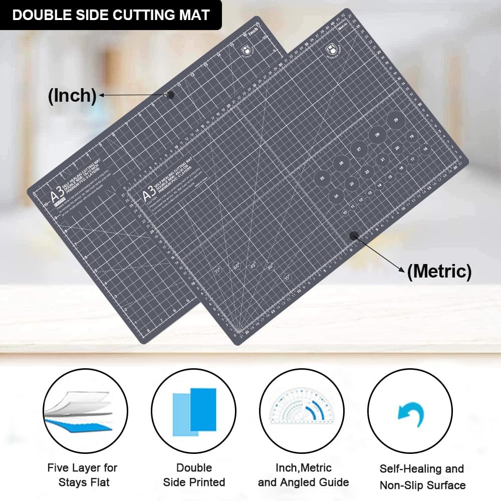 Headley Tools 18"x12" Thickened Self Healing Cutting Mat, A3 Rotary