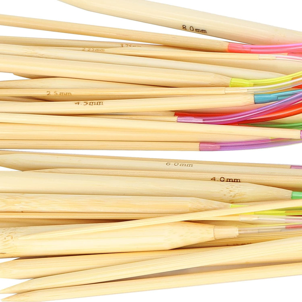 OEBUAFI Bamboo Circular Knitting Needles Set, 18 Pcs Double Pointed