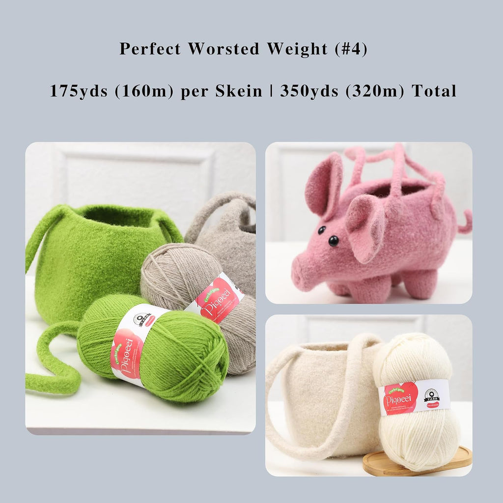 100% Merino Wool Yarn for Knitting and Crocheting - Worsted Weight #4