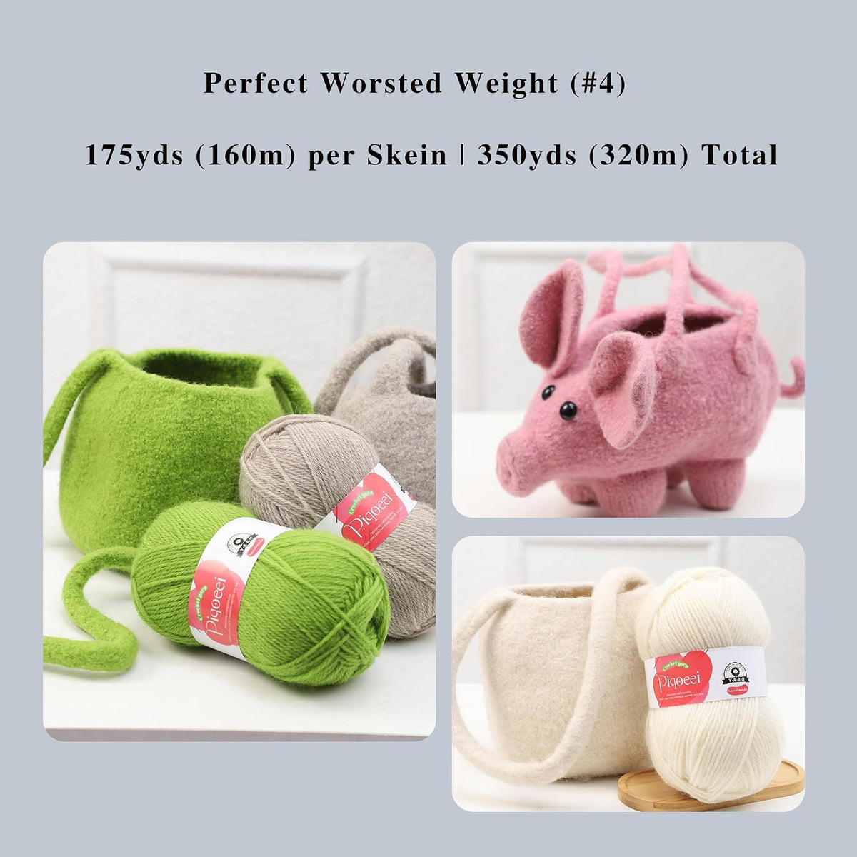 100% Merino Wool Yarn for Knitting and Crocheting - Worsted Weight #4