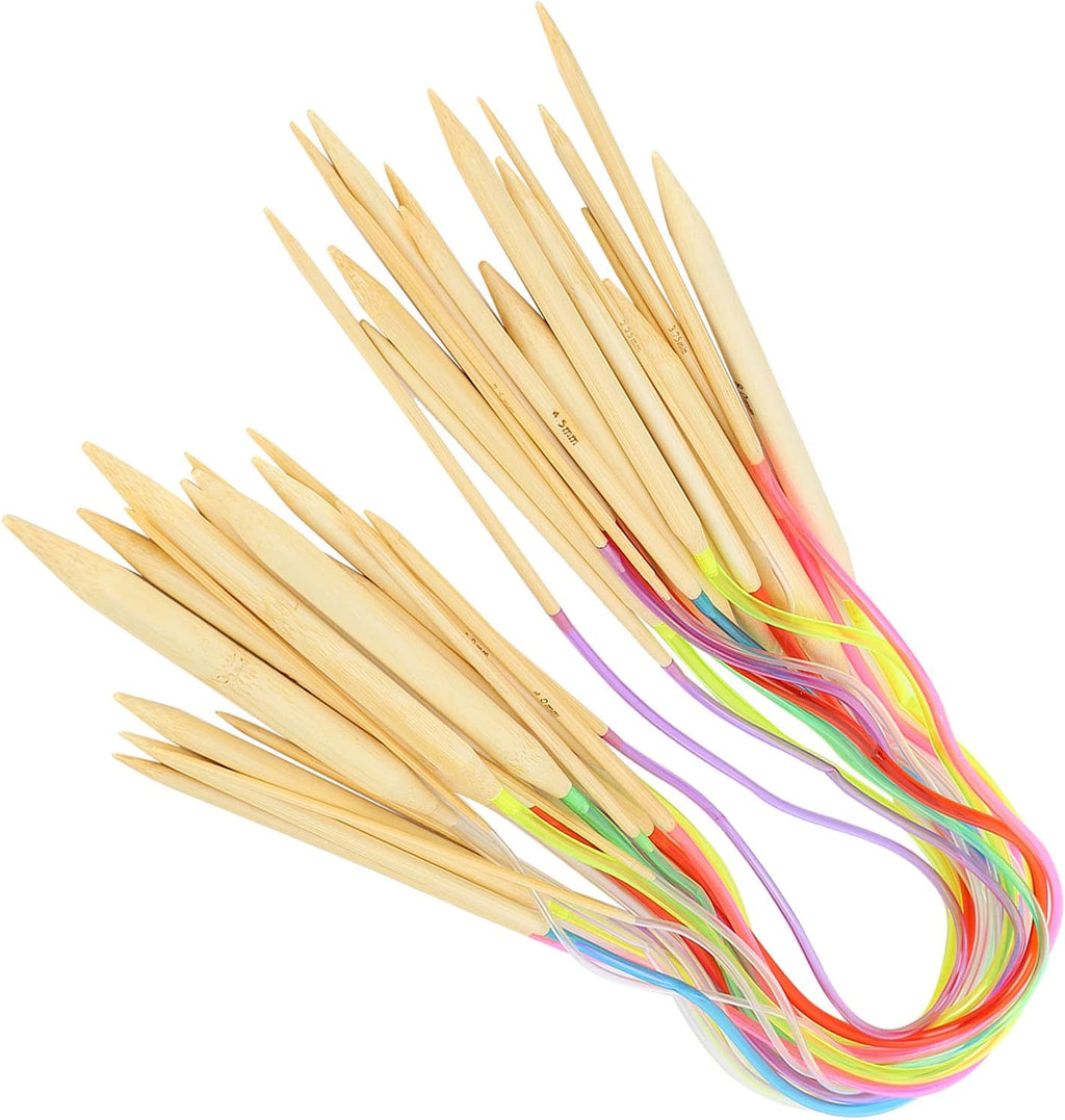 OEBUAFI Bamboo Circular Knitting Needles Set, 18 Pcs Double Pointed