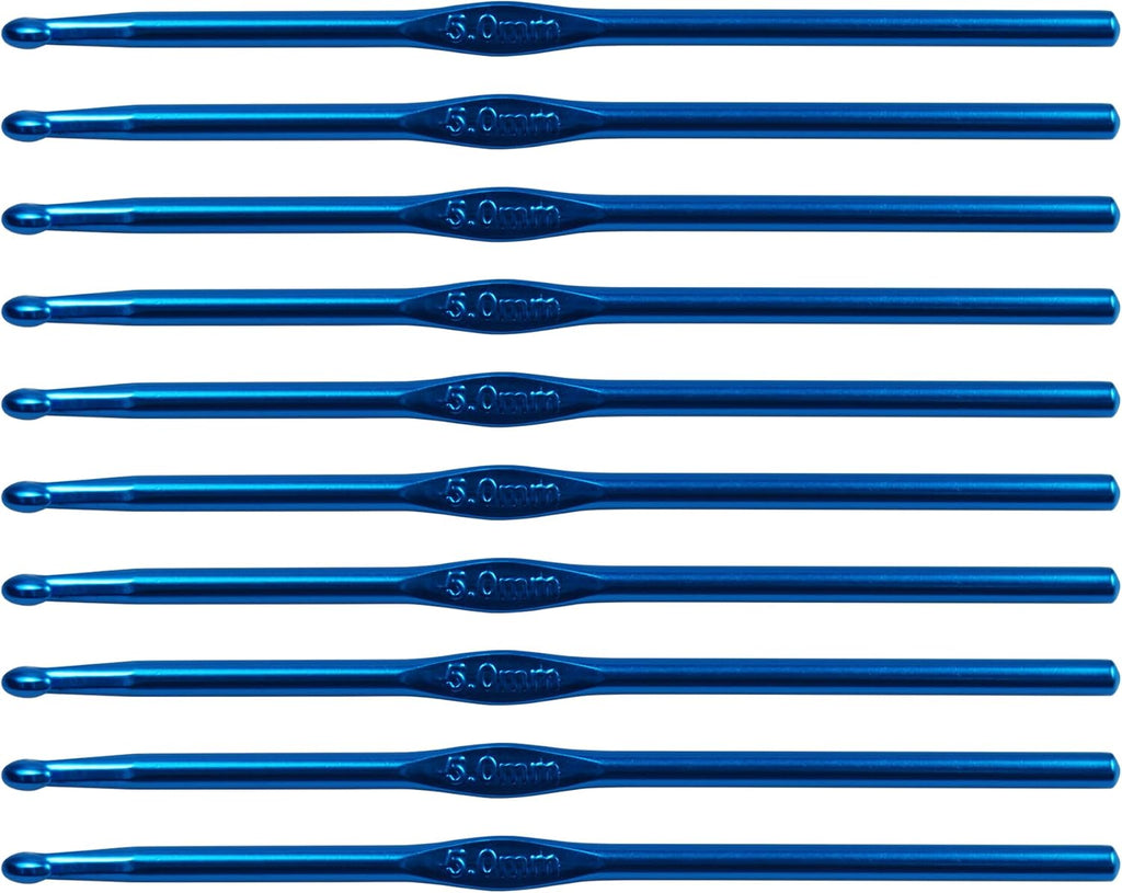 LVYKING Metal Aluminum Crochet Hooks, 5 mm, 10 Pcs, Blue