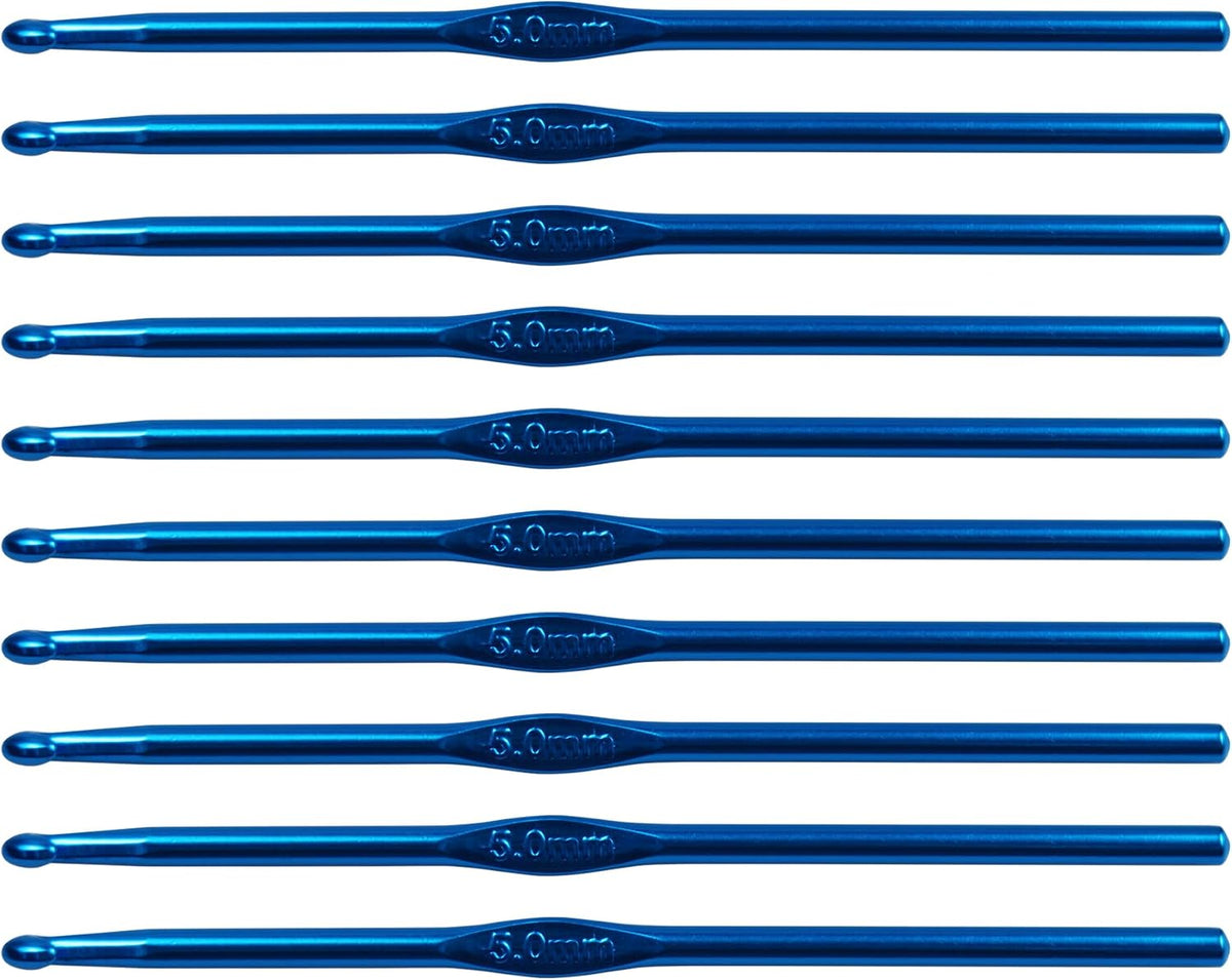 LVYKING Metal Aluminum Crochet Hooks, 5 mm, 10 Pcs, Blue