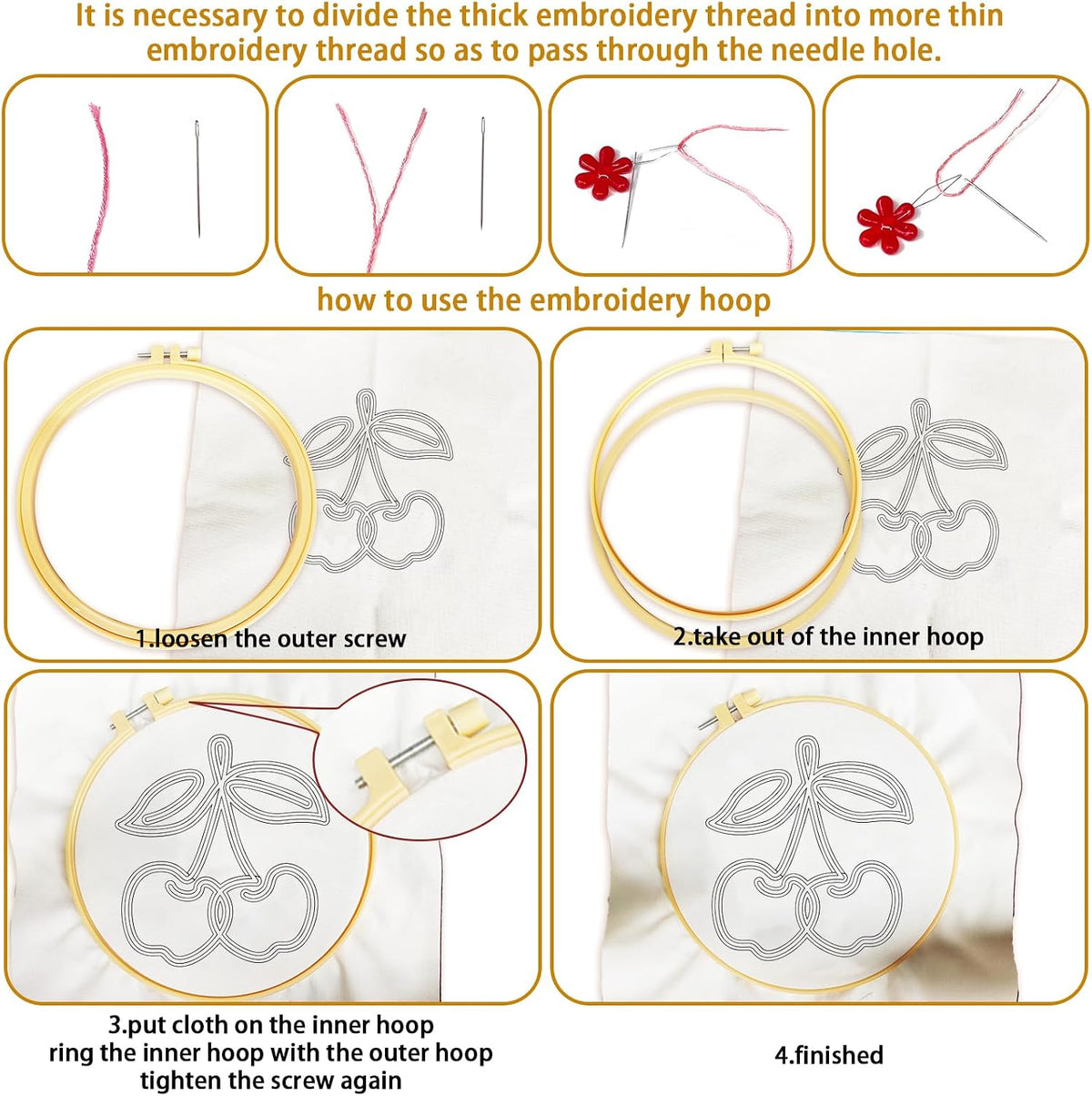 BEUNITONE Abstract Animal Embroidery Kit, 6PC Modern Line Art