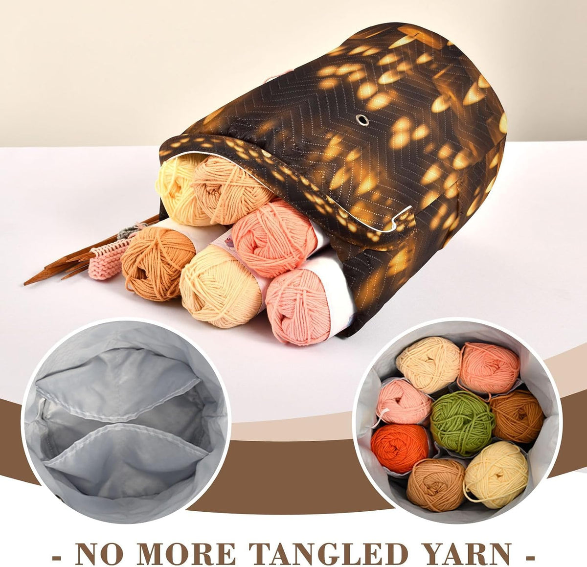 YETTASBIN Candle Yarn Storage Bag, Large Crochet Knitting Bag